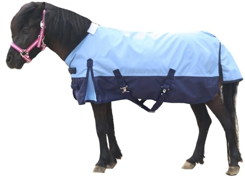 Gallopoff Mini-Weidedecke für Pferd, Pony, Fohlen, Miniatur, Größe 91,4–129,5 cm, leicht, wasserdicht und atmungsaktiv, 1200 Denier, ohne Füllung, hellblau, 130 cm