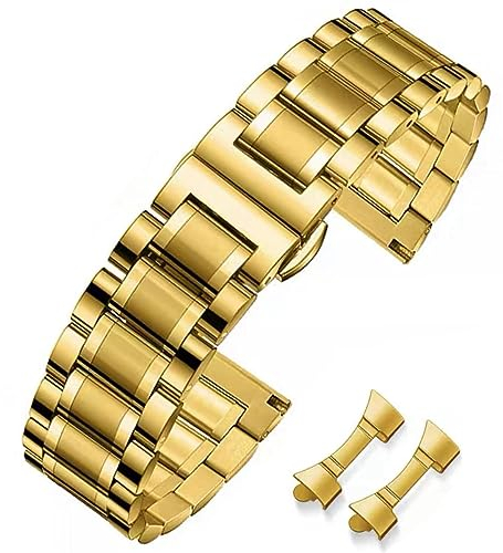 HEYOZURY Uhrenarmbänder für Uhr mit Geraden und Gebogenen Ende 16mm,18mm,19mm,20mm,22mm,24mm Metal Ersatzband Armbänder für Herren/Damen