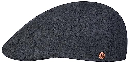 Mayser Paddy Wool Blend Flatcap Schirmmütze Schiebermütze Herren - Made in The EU mit Schirm, Futter, Futter Winter Herbst-Winter - 58 cm blau