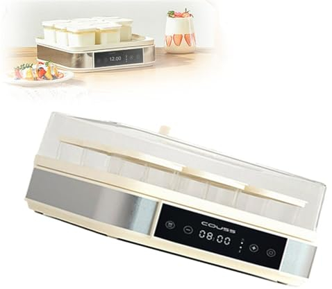 JIANGSS Yogurtera, Yogurtera Digital Automática con Control de Temperatura y Tiempo Ajustables, 9 Frascos de Vidrio de Acero Inoxidable de 52 Oz para Yogur Orgánico Casero