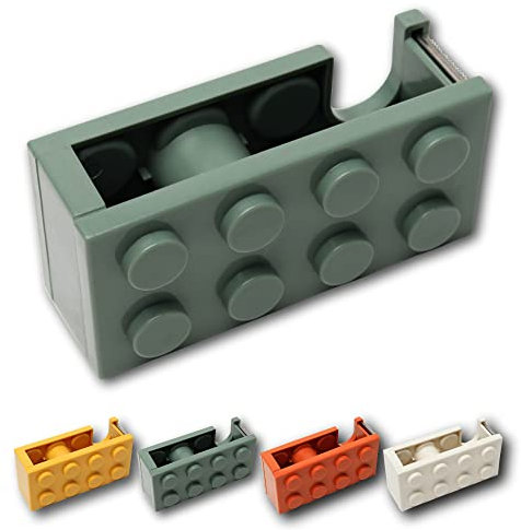 Distributeur de ruban adhésif en forme de bloc | Amusant | Cadeau idéal pour garçons / filles et adolescents | 4 couleurs disponibles | Porte-rouleau pour bureau (vert)