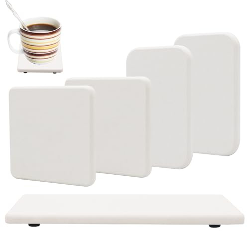 Water Absorbent Diatomite Coasters Set of 5 White Water Absorbing Stone Tray 3 Sizes Diatomaceous Earth Soap Holder Used for Hand Soaps Plants and Cosmetic Bottles