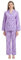 GLOBAL Set Pigiama da Donna 100% Cotone Manica Lunga Abbottonatura Pigiameria Femminile con Coulisse Set da Notte Morbido e Traspirante Pigiama da Donna,Viola, Cuore,L
