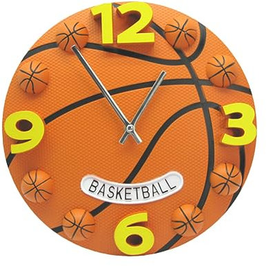 PRETYZOOM Basketball Geformte Wanduhr Ohne Ticken Für Kinderzimmer Schlafzimmer Geräuschlose Hängeuhr Runde Uhr Wohnzimmer Und Home-Office-Dekoration