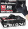 Black Disposable Nitrile Gloves - 100 Count Box - Multipurpose, Powder-Free, and Latex-Free Disposable Gloves for Examination, Cleaning, and Enhanced Strength and Comfort in Black Design (500, MEDIUM)