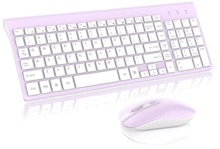 cimetech Wireless Keyboard and Mouse Combo,QWERTY US Layout, Compact Full Size Wireless Keyboard and Mouse Set 2.4G Ultra-Thin Sleek Design for Windows, Computer, Desktop, PC, Notebook, Laptop (lila)