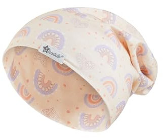 Sterntaler Beanie Regenbogen - Baby Mütze aus Flammgarn Jersey mit Allover Regenbogen - Mädchen UV-Schutz 50+ Beanie Mütze - varibel tragbar - Baby und Kinder Übergangsmütze, zartrosa, Größe 47