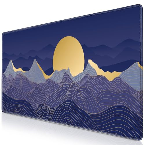 Abetcabe Gaming Mouse Pad, Large Mouse Mat XXL 35.4×15.7 inch, Golden Mountain Extended Mousepad with Non-Slip Rubber Water-Resistant surface for Home Office Gaming Room