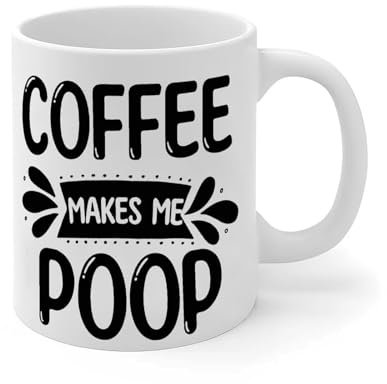 Lustige Tasse mit Aufschrift Make Me Poop, Teetasse, Ermutigung, Keramikbecher, Geschenk für Mutter, Sohn, Schwiegermutter, Jungen, 325 ml, Weiß