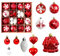Christmas Tree Baubles Set, Xmas Balls for Christmas Ornaments Set, Shatterproof Christmas Hanging Baubles, Assorted Gold & Red Decorations, Xmas Tree Wreath Decoration (red and white)