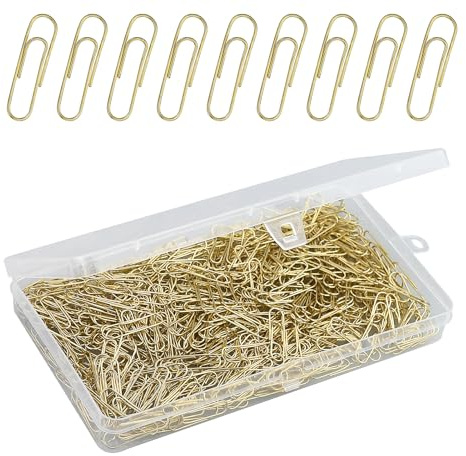RESTALLADNWEST Paper Clips, 450-Count, Metal, Gold, 28mm, Small