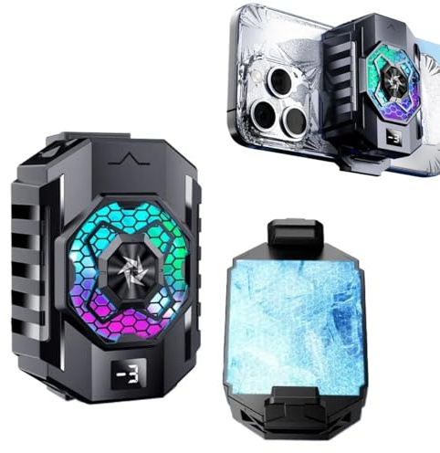 Tragbarer LED-Telefon-Kühler mit Halbleiter-Kühlung, Handy-Lüfter für 6,6–8,9 cm (2,6–3,5 Zoll) iPhone/Android-Kühlkörper. Für Tiktok Live Streaming, Outdoor-Vlog, mobiles Gaming.
