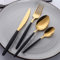 Buyer Star Besteck Schwarzgold Besteck set 4-teilige Edelstahl Gabeln Löffel Teelöffel Steakmesser für 1 Personen Cutlery Set für Haus Küche Restaurant