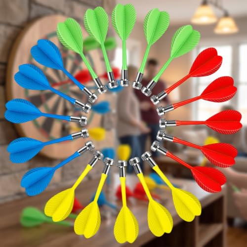 ACONDE Mehrfarbig Magnetische Dartpfeile für Familientreffen | 20 Stück Magnetpfeile für Magnetische Dartscheiben - Grün Rot Gelb Blau Geeignet für Party-Gruppenspiele