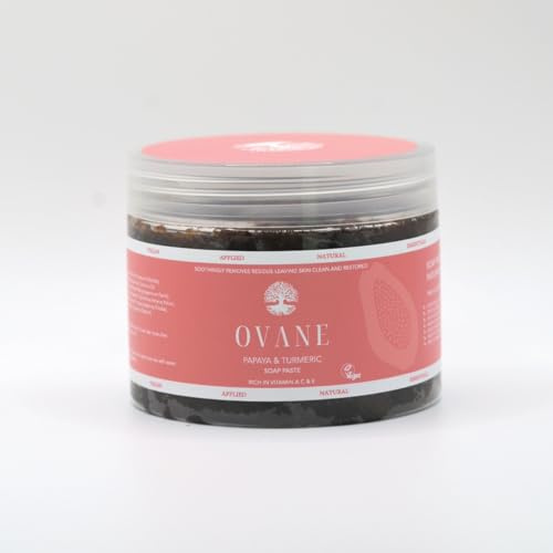 OVANE | Papaya & Turmeric Soap Paste | Deep Cleansing – Helps Prevent Dry Skin & Replenishes Moisture – Natural, Vegan, Cruelty Free, No SLS or Parabens, Body & Face Soap, 250g NET WT 8.82 Oz.