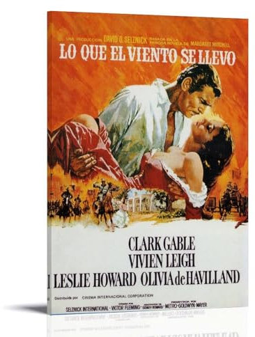 YXRONG Vom Winde Verweht Klassisches Filmposter, Dekoration, Ölgemälde, Leinwand, Poster, Kunstgemälde, Schlafzimmerdekoration, 40 x 60 cm, Rahmenstil