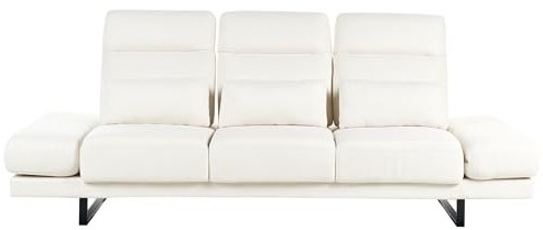 Beliani 3-Sitzer Sofa Stoff Creme weiß verstellbare Sitztiefe Armlehnen 3 Kissen Ikast