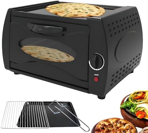 2-in-1 Tandoor Oven and Pizza Maker, Includes Bake Tray and Rack, Perfect for Chapati Roti Lahmacun Manakish Naan, Ideal for Takeaway Kitchens
