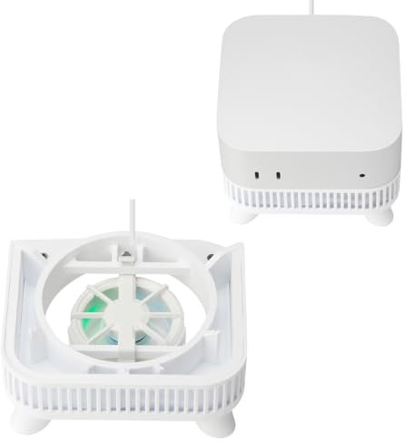 3D Printed Dustproof Base with Cooling Fan for Mac Mini M4/M4 Pro 2024,Anti Slip Bracket Stand DIY Accessories,Radiator Fan USB-Powered Cooling Fan (White)