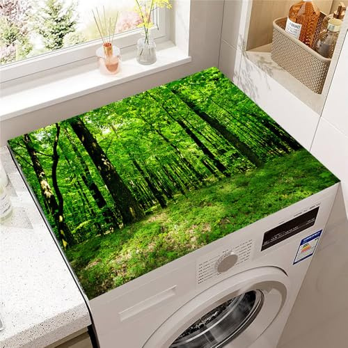 Highdi Tapis pour Dessus de Machine à Laver, Tapis de Protection Antidérapant pour Dessus de Machine à Laver Diatomée Découpable pour Chargement Frontal Sèche-Linge (40 * 50cm,Arbre vert 4)