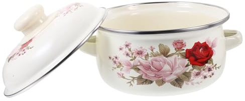 TOYANDONA Pentola Smaltata in Ghisa con Fondo Piatto Doppia Maniglia per Zuppa e Brodo Resistente e Multifunzionale per Cucina Domestica