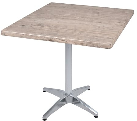 DELUKE Bistrotisch VIDOL 80x80cm Qudratisch Hellbraun Holz | Cafétisch Bartisch Gartentisch Outdoor-Esstisch