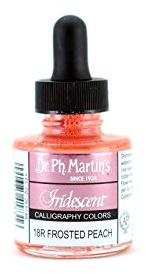 Dr. Ph. Martin's Iridescent Calligraphy Color (18R) Ink Bottle, 1.0 oz, Frosted Peach, 1 Bottle