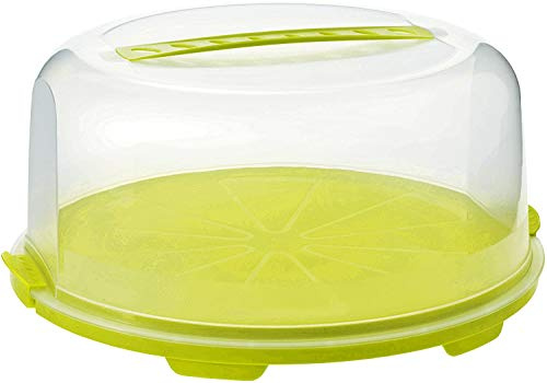 Rotho Fresh hoher Tortendeckel mit Haube und Tragegriff, Kunststoff (PP) BPA-frei, grün/transparent, (35.5 x 34.5 x 16.5 cm)