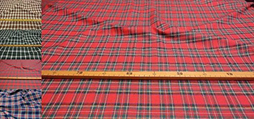 StoffBook Baumwolle SCHOTTENKAROS Tartan-Stoff KAROSTOFF Stoff, B978 (ROT/GRÜN)
