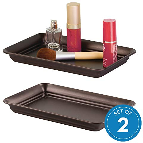iDesign Vassoio decorativo da banco per bagno, camera da letto, armadio, ingresso, set di 2, 24,6 x 16 x 2,5 cm, bronzo