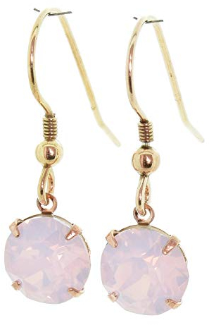 pewterhooter Women's Rose Gold Plated Sterling Silver Rose Water Opal Crystal Drop Earrings
