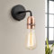 HARPER LIVING 1xE27/ES Down Wall Light with On/Off Switch, Black with Copper Finish, Suitable for LED Upgrade, Ideal for Living Room, Bedroom, Hallway, Hotel, B&B