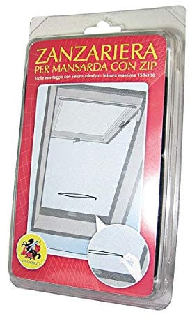 ZANZARIERA BIANCA CON ZIP PER MANSARDA 150x130 LUCERNARI TETTO ADESIVO FINESTRA