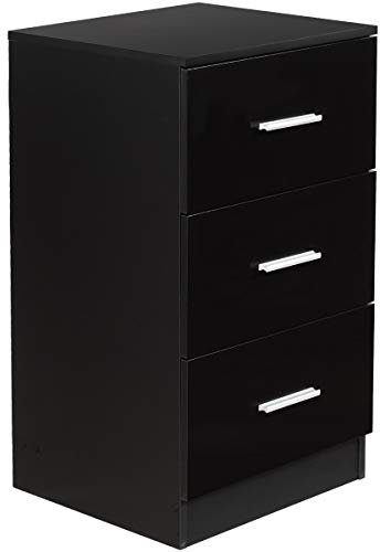 COSTWAY Caisson Bureau Laquée 3 Tiroirs pour Feuilles A4, Lettre,Dossiers et Documents, Commode Tiroir Rangement pour Bureau, Chambre, 37 x 34 x 66,5 CM(Noir, Lot de 1)
