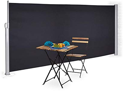 Bc-elec - ASA-160T .Seitenmarkise anthrazitgrau 3x1.6m ausfahrbar für Terrasse, Gartenpavillon