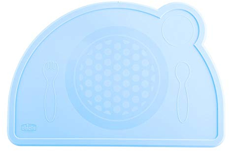 Chicco - Set de table en silicone bébé - bleu - 18m+
