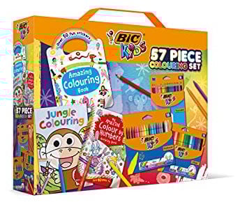 BIC Kids Set de Coloreado: Regala Creatividad Sin Límites, incluye 57 piezas para colorear, colores vibrantes y 3 divertidos libros de coloreado para despertar el lado artístico de los niños y niñas