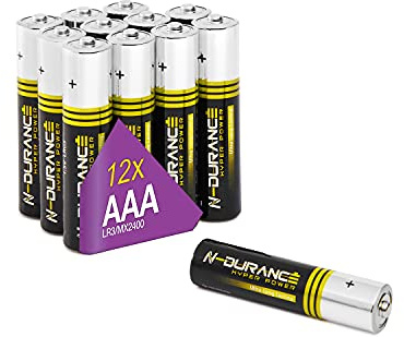 N-DURANCE HYPER POWER AAA Batteries Multipack Long Life Designed in the UK Non Hazardous for all Household Devices – Pack of 12