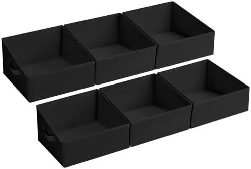 DIMJ Wardrobe Storage Organiser Boxes, Closet & Shelf Cubes, 6 Pack, Black | Fabric Open Front Storage Cubes for Clothes, for Closet, Wardrobe, Bedroom, Makeup Room, and Small Clothing Items