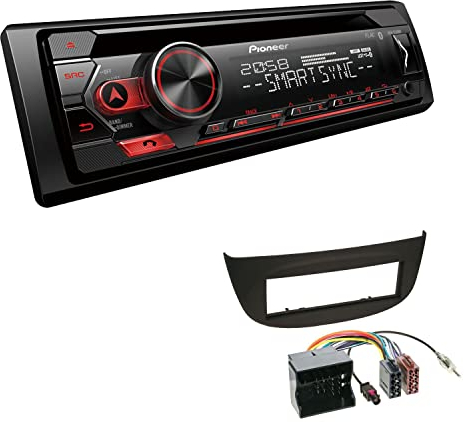 Pioneer DEH-S320BT 1-DIN Autoradio Bluetooth CD-Tuner USB Spotify inkl. Einbauset passend für Renault Twingo II 2009-2014 schwarz