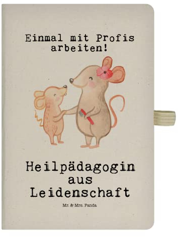 Mr. & Mrs. Panda DIN A6 Baumwoll Notizbuch Heilpädagogin Leidenschaft - Geschenk, Heilpädagogik, Adressbuch, Notizen, Skizzenbuch, Kollege, Danke,