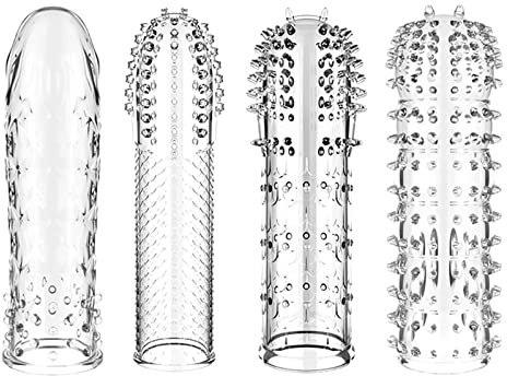 BDSMAGE 4 funda pene con Cuentas de masaje, Transparentes y finas funda para pene, juguetes eróticos para pareja sexuales, Sex Toys Extensión de Pene