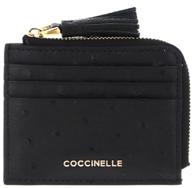 Coccinelle Leder Kartenetui Tassel Ostrich Credit Card Holder Noir schwarz