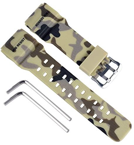 OliBoPo Ersatz-Uhrenarmband aus natürlichem Harz für Casio G-Shock Master of G Mudmaster Twin Sensor Sportuhr GG-1000/GWG-100/GSG-100 (Camouflage Brown)