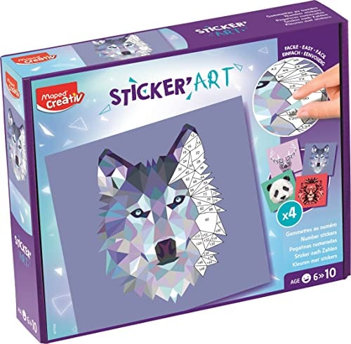 Maped CREATIV - 907055 Sticker'Art Aufkleber mit Zahlen, 400 Aufkleber zum Erstellen von Bildern von Tieren aus Origami – kreative Aktivität, Denken und Konzentration – ab 6 Jahren