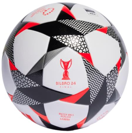 adidas Unisex-Adult UCL League Womens Soccer Ball, White/Black/Solar Red, 5
