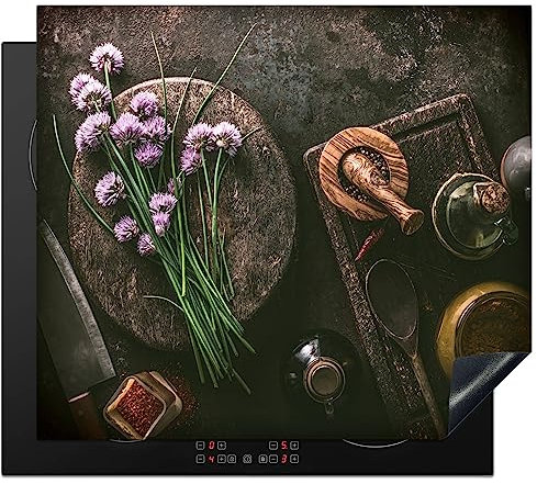 KitchenYeah© Induction Hob Protector Mat 20.5x23.2 / 59x52 cm Cooker Top Protectors Cover Ceramic Covers Electric Hobs Vinyl Spices - Industrial - Still Life