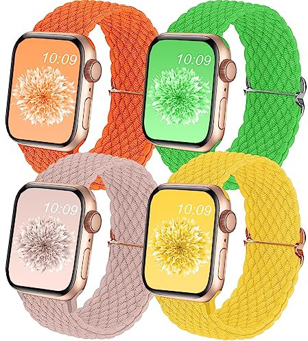 Braided Strap Compatible with Apple Watch Straps 38mm 40mm 41mm for Women Men,Stretchy Adjustable Braided Apple Watch Strap for iWatch Series 9 8 7 6 5 4 3 2 1 Ultra/Ultra 2 SE…