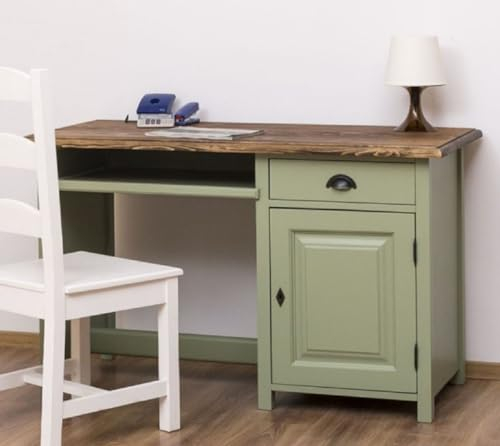 Casa Padrino Landhausstil Schreibtisch Grün/Dunkelbraun 130 x 60 x H. 78 cm - Massivholz Sekretär im Landhausstil - Büro Möbel - Massivholz Möbel - Landhausstil Möbel