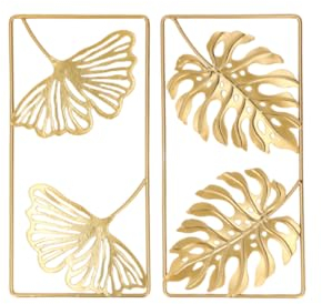 QANYEGN Metall Ginkgoblatt Dekoration, Ginkgoblatt Wanddekoration, Wanddeko Ginkgo Blätter für Wohnzimmer Schlafzimmer BüroWand